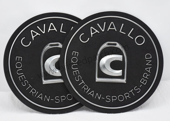 2m m TPU de plata grabaron en relieve la etiqueta del ante del negro 3D de los remiendos OEKO